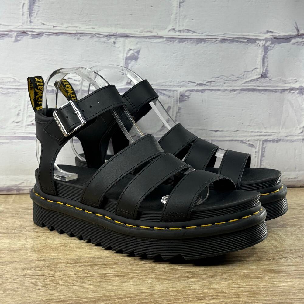 Dr. Martens Blaire Athena Black Gladiator Sandals Women's 8 Platform Strappy